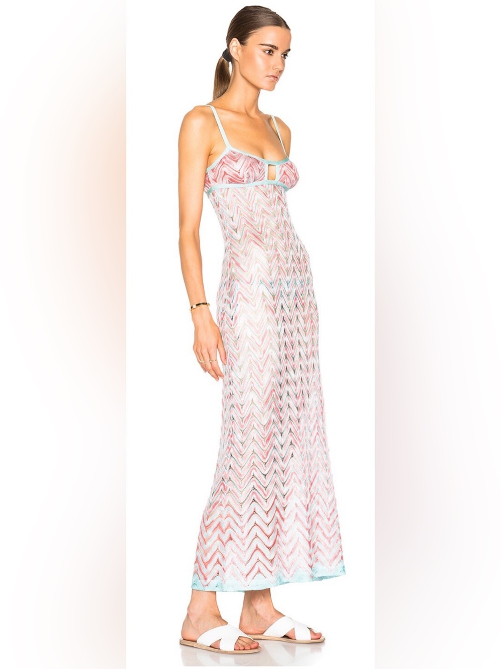 Missoni Zigzag Knit Maxi Dress - Aqua & Coral - Picture 4 of 10